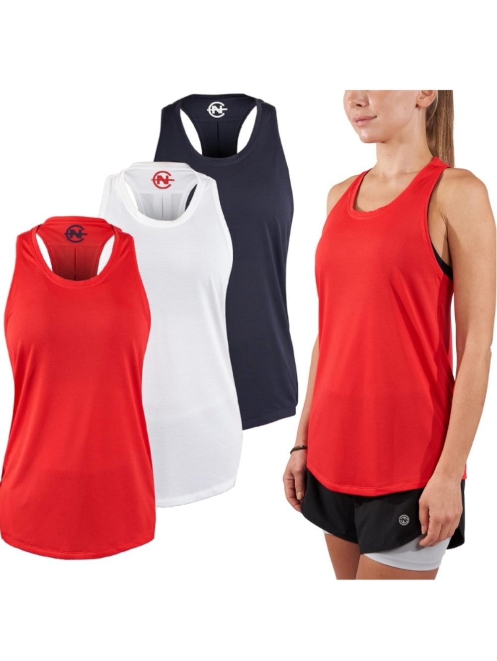 Nautica 3 Perforated Tops - Blue, Red, and White Size Large
